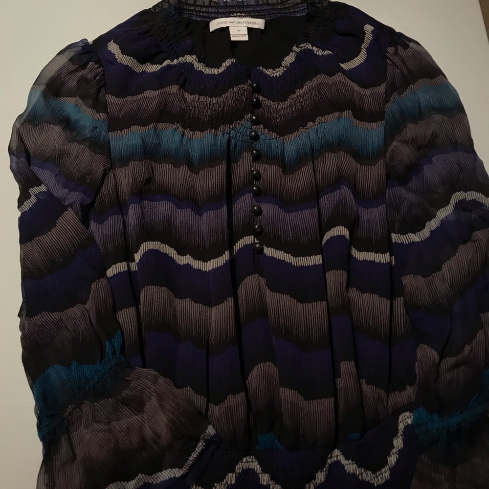 Diane Von Furstenberg DVF Kelley Silk Mini Dress in Encore Peacock Blue 0 - Picture 6 of 13